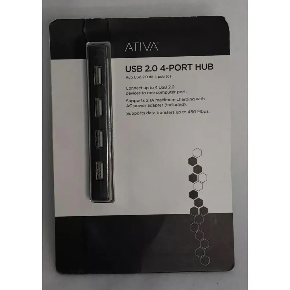 Ativa 4-Port hub USB 2.0-Charging Hub Black Model UH-118